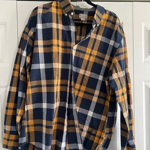 J Crew Plaid Button-Up Shirt in Navy and Mustard